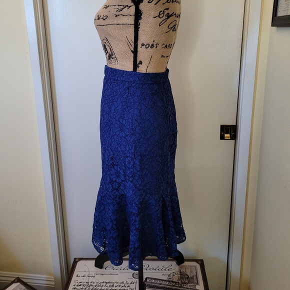 JCrew Lace Cobalt Skirt - Picture 3 of 7
